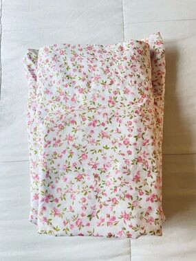 Bedding Sheet Set (3 Pieces) Pink & Green Roses Shabby Chic Polyester Full/Queen